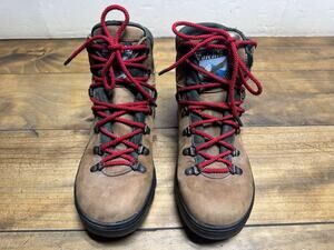 Vintage Raichle Leather Hiking Ankle Boots Women 8.5 Brown Red Lace up
